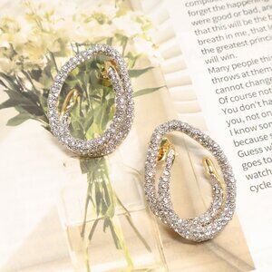 Alexis Bittar Solanales Gold White Crystal Spiral Post Earrings